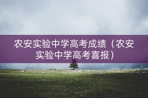 农安实验中学高考成绩（农安实验中学高考喜报）