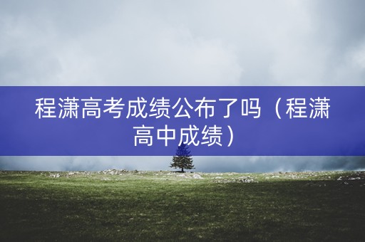 程潇高考成绩公布了吗（程潇高中成绩）