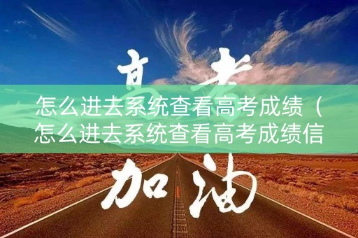 怎么进去系统查看高考成绩（怎么进去系统查看高考成绩信息）
