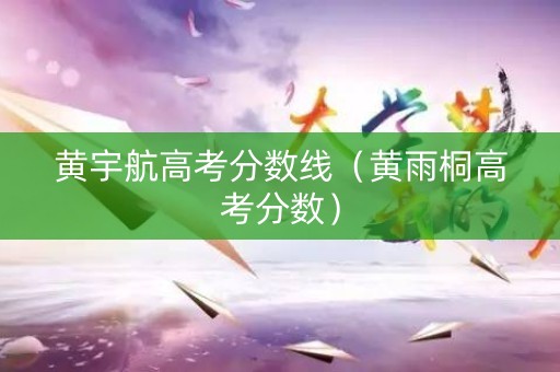 黄宇航高考分数线（黄雨桐高考分数）