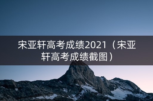 宋亚轩高考成绩2021（宋亚轩高考成绩截图）