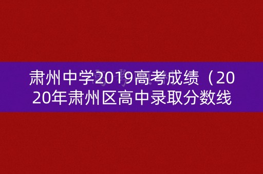 肃州中学2019高考成绩（2020年肃州区高中录取分数线）