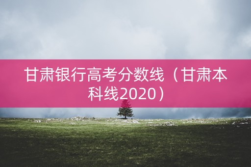 甘肃银行高考分数线（甘肃本科线2020）