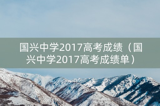 国兴中学2017高考成绩（国兴中学2017高考成绩单）