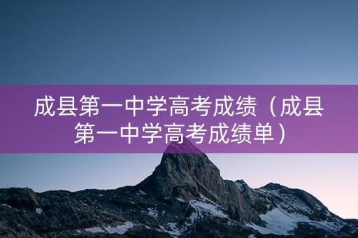 成县第一中学高考成绩（成县第一中学高考成绩单）