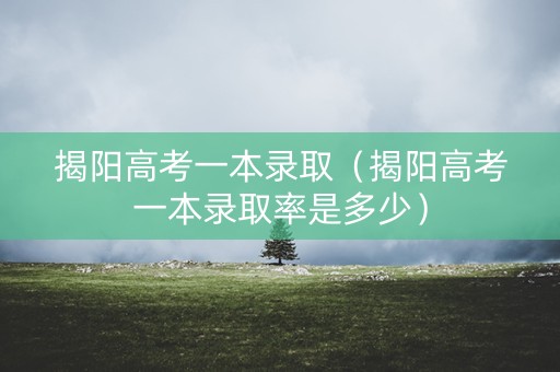 揭阳高考一本录取（揭阳高考一本录取率是多少）