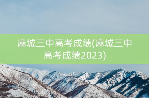 麻城三中高考成绩(麻城三中高考成绩2023)