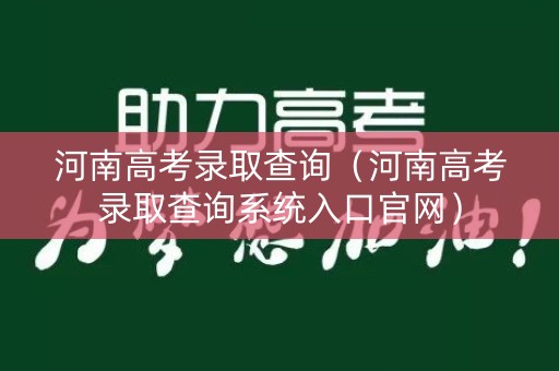 河南高考录取查询（河南高考录取查询系统入口官网）
