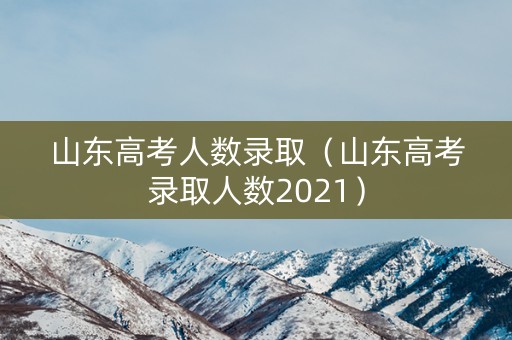 山东高考人数录取（山东高考录取人数2021）