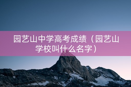 园艺山中学高考成绩（园艺山学校叫什么名字）