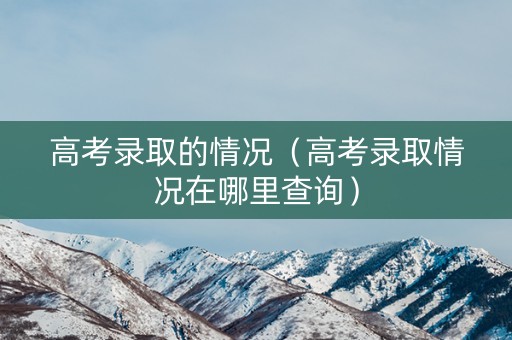 高考录取的情况（高考录取情况在哪里查询）