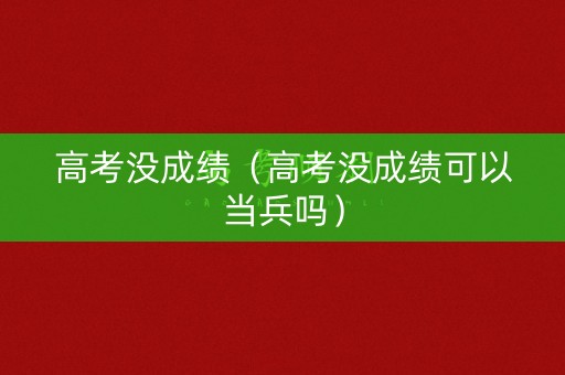 高考没成绩（高考没成绩可以当兵吗）