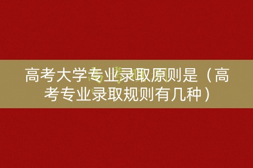 高考大学专业录取原则是（高考专业录取规则有几种）