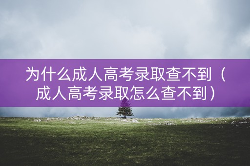 为什么成人高考录取查不到（成人高考录取怎么查不到）