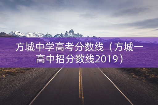 方城中学高考分数线（方城一高中招分数线2019）