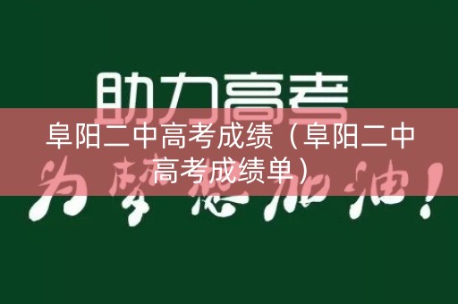 阜阳二中高考成绩（阜阳二中高考成绩单）