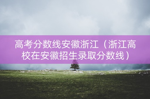 高考分数线安徽浙江（浙江高校在安徽招生录取分数线）