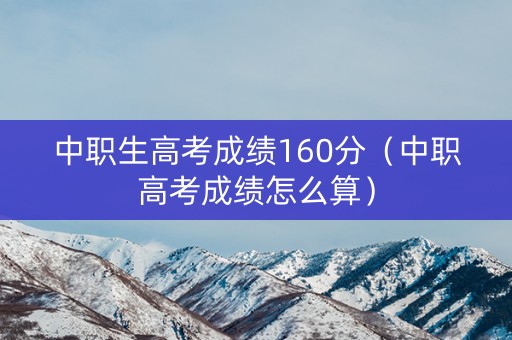 中职生高考成绩160分（中职高考成绩怎么算）