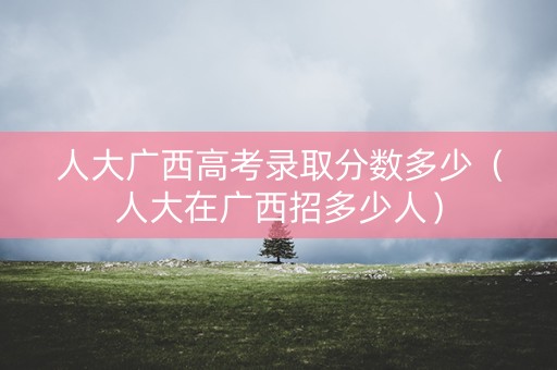 人大广西高考录取分数多少（人大在广西招多少人）