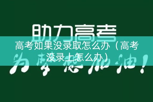 高考如果没录取怎么办（高考没录上怎么办）