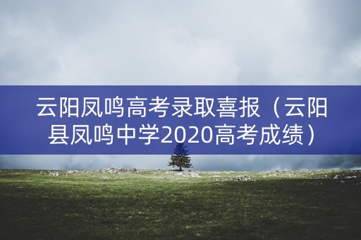 云阳凤鸣高考录取喜报（云阳县凤鸣中学2020高考成绩）