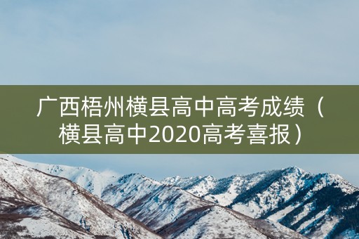 广西梧州横县高中高考成绩（横县高中2020高考喜报）