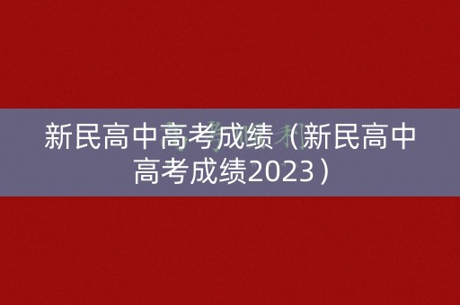新民高中高考成绩（新民高中高考成绩2023）