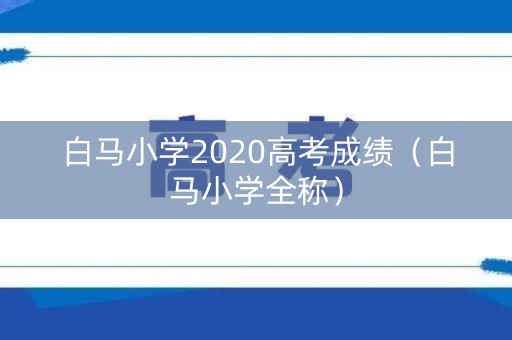 白马小学2020高考成绩（白马小学全称）