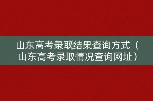山东高考录取结果查询方式（山东高考录取情况查询网址）