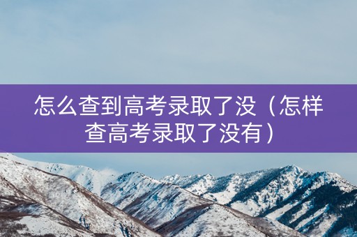 怎么查到高考录取了没（怎样查高考录取了没有）