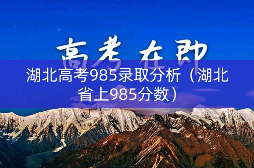 湖北高考985录取分析（湖北省上985分数）