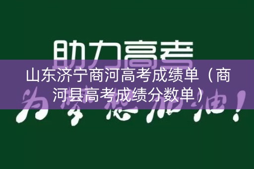 山东济宁商河高考成绩单（商河县高考成绩分数单）