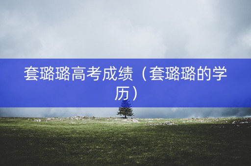 套璐璐高考成绩（套璐璐的学历）