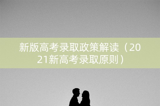 新版高考录取政策解读（2021新高考录取原则）