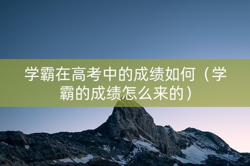 学霸在高考中的成绩如何（学霸的成绩怎么来的）