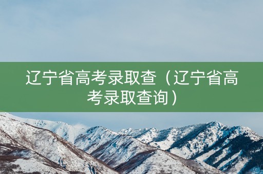 辽宁省高考录取查（辽宁省高考录取查询）
