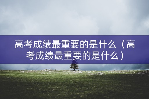 高考成绩最重要的是什么（高考成绩最重要的是什么）