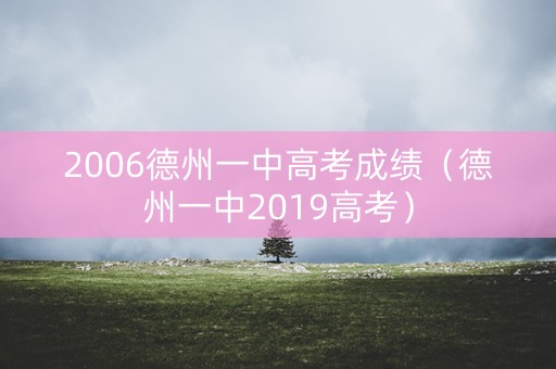 2006德州一中高考成绩（德州一中2019高考）
