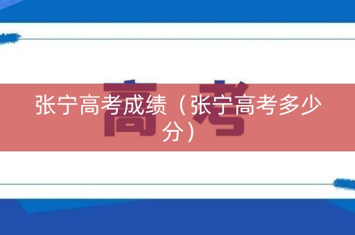 张宁高考成绩（张宁高考多少分）