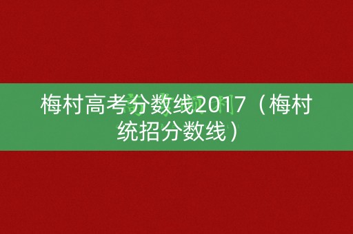 梅村高考分数线2017（梅村统招分数线）