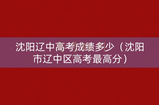 沈阳辽中高考成绩多少（沈阳市辽中区高考最高分）