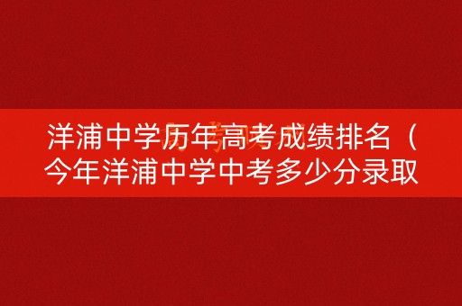 洋浦中学历年高考成绩排名（今年洋浦中学中考多少分录取）