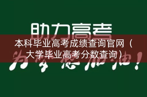 本科毕业高考成绩查询官网（大学毕业高考分数查询）