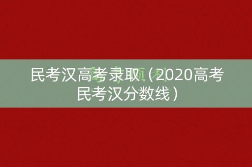 民考汉高考录取（2020高考民考汉分数线）