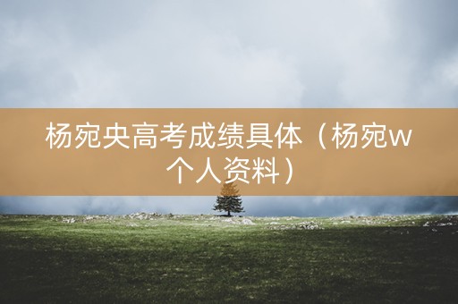 杨宛央高考成绩具体（杨宛w个人资料）