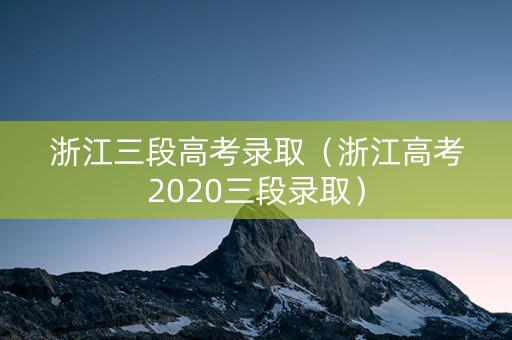 浙江三段高考录取（浙江高考2020三段录取）
