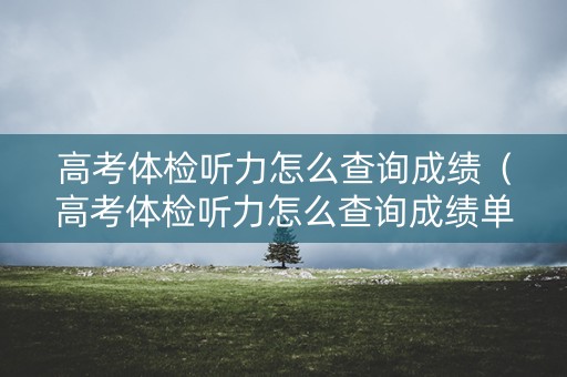 高考体检听力怎么查询成绩（高考体检听力怎么查询成绩单）