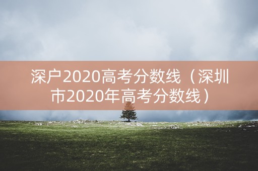 深户2020高考分数线（深圳市2020年高考分数线）