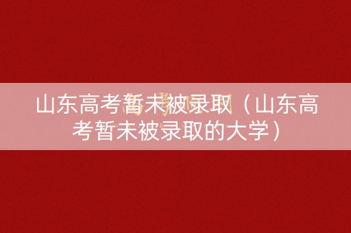 山东高考暂未被录取（山东高考暂未被录取的大学）