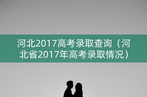 河北2017高考录取查询（河北省2017年高考录取情况）